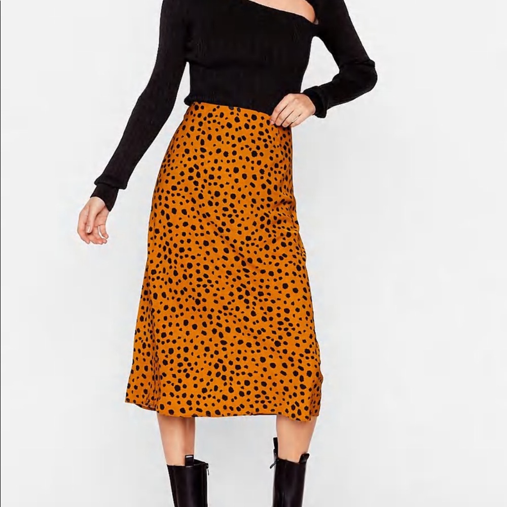Dalmatian Satin Midi Skirt